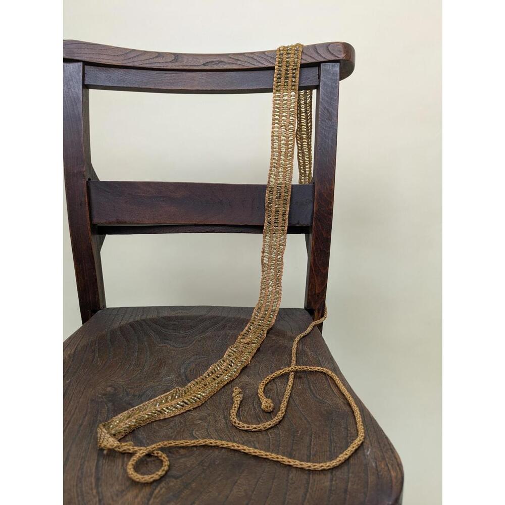 antique gold glass beaded flapper tie belt